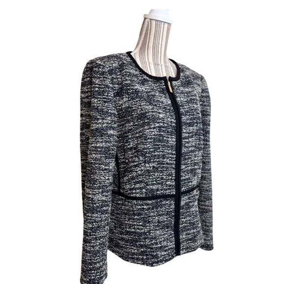 Donna Karan Black and White Tweed Blazer Size 16 - Picture 2 of 9